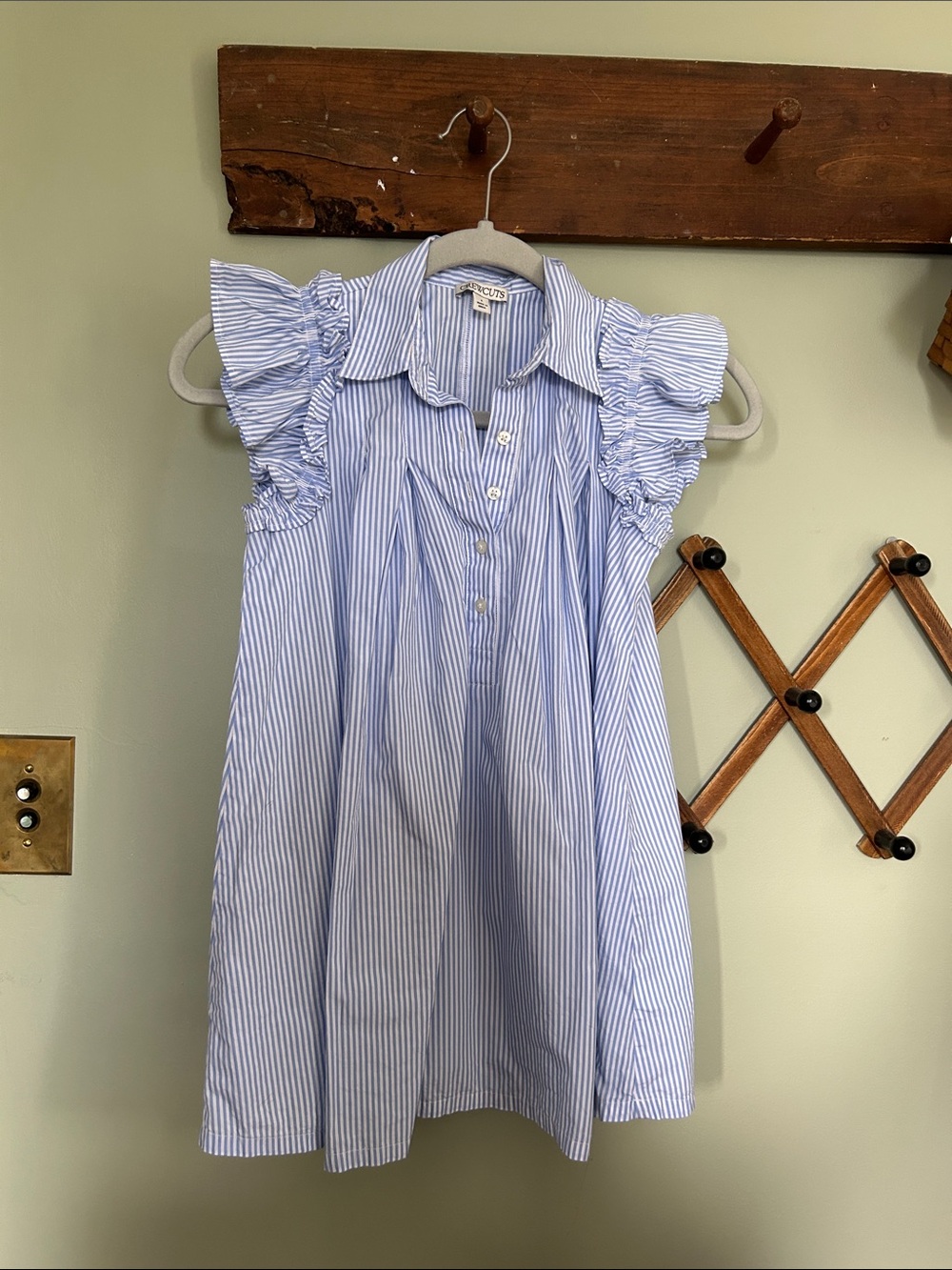 Crewcuts Light Blue & White Striped Button-Up Dress Sz 6